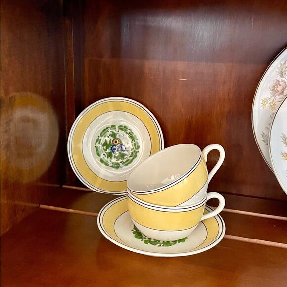 VTG Royal Adams Titian Ware Hand-Painted Cups & Saucers (Set of 2) | Circa 1910 - Picture 1 of 5